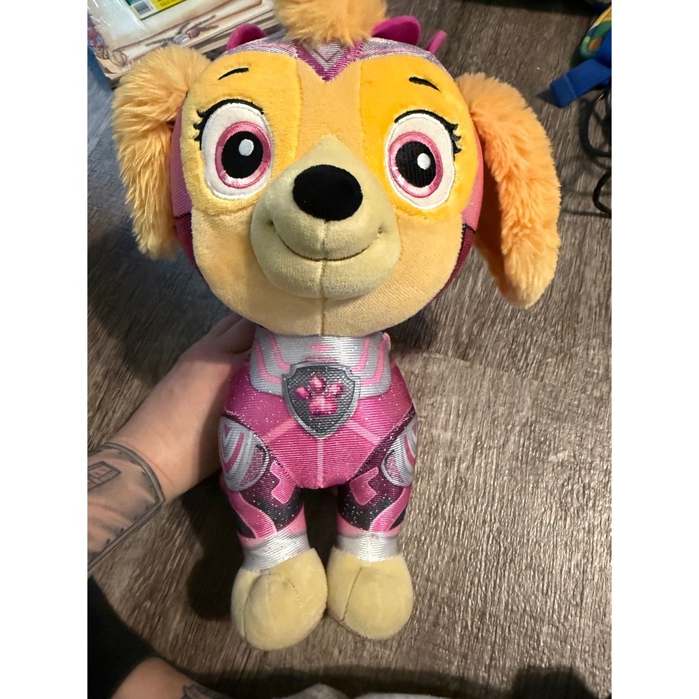 Paw Patrol The Mighty Movie Skye Plush Pink Superhero Suit Standing Toy 9.5 inch